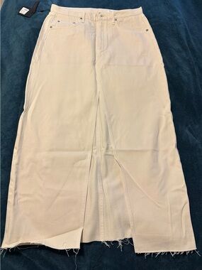 Women’s Rag & Bone Cream Midi Denim Skirt with Front Slit